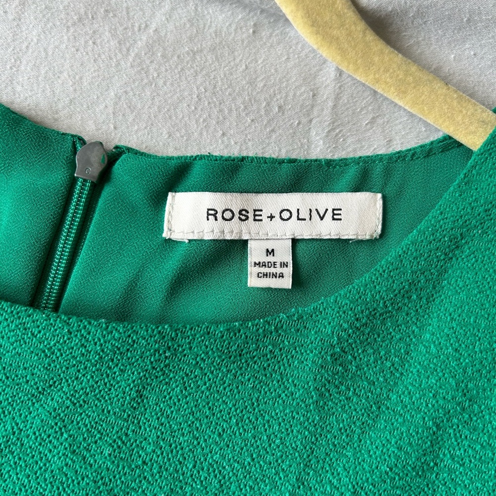 Rose & Olive Green Dressy Tank Top with Rounded Neckline - Picture 4 of 5
